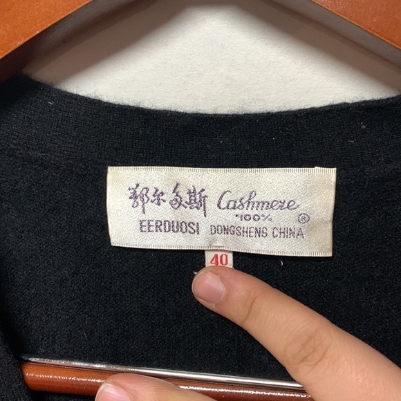 Black Cashmere Cardigan Sweater - Picture 2 of 3